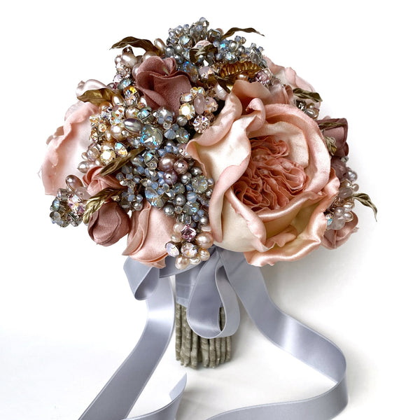 Reverie Pink, Gold and Blue Sunset Inspired Wedding Bouquet - Marie Livet