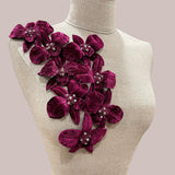 Couture Custom Color Silk Velvet Orchid Flower Sash or Applique Floral - Swarovski Crystal Beading - Marie Livet