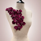 Couture Custom Color Silk Velvet Orchid Flower Sash or Applique Floral - Swarovski Crystal Beading - Marie Livet