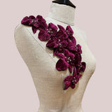 Couture Custom Color Silk Velvet Orchid Flower Sash or Applique Floral - Swarovski Crystal Beading - Marie Livet