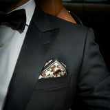Hand Rolled Gold and Black Snake Silk Pocket Square - Marie Livet