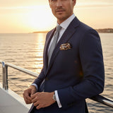 Hand Rolled Gold and Black Snake Silk Pocket Square - Marie Livet