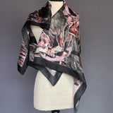 Mystery Rose Black and Pink Silk Twill Scarf - Marie Livet