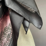 Mystery Rose Black and Pink Silk Twill Scarf - Marie Livet