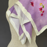 Purple Watercolor Floral Silk Twill Scarf - Marie Livet