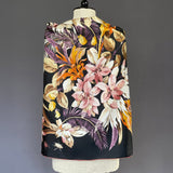 Tropical Floral Silk Twill Scarf - Double Sided Print - Marie Livet