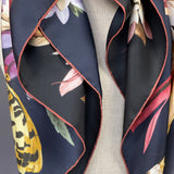Tropical Floral Silk Twill Scarf - Double Sided Print - Marie Livet