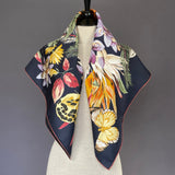 Tropical Floral Silk Twill Scarf - Double Sided Print - Marie Livet
