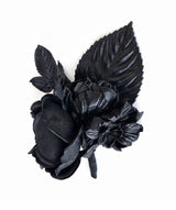 Kennedy Black Leather Floral Lapel Pin Boutonniere