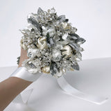 Bella Jeweled Pearl and Crystal Gemstone Wedding Bouquet - Marie Livet