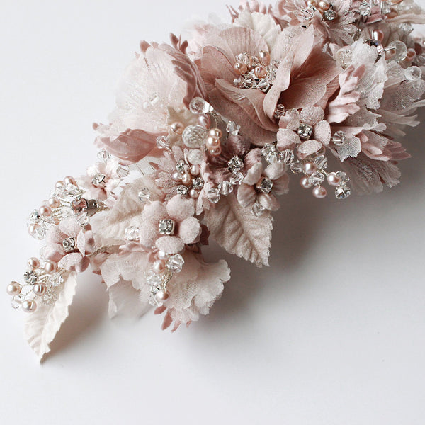 Blush Pink Avianna Flower Bridal Hair Comb - Marie Livet