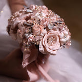 Blush Pink Pearl Sterling Silver and Gemstone Crystal Bridal Bouquet - Marie Livet