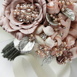Blush Pink Pearl Sterling Silver and Gemstone Crystal Bridal Bouquet - Marie Livet