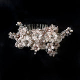Blush Pink Sincerity Couture Flower Bridal Hair Comb - Freshwater Pearl and Swarovski - Marie Livet