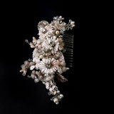 Blush Pink Sincerity Couture Flower Bridal Hair Comb - Freshwater Pearl and Swarovski - Marie Livet
