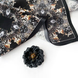 Bronze and Black Leather Flower Lapel Pin with Tiger's Eye Gemstone - Marie Livet