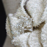 Corsica Ivory Beaded and Jeweled Silk Double Flower Bridal Sash - Marie Livet