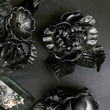 Dakota Black Leather Floral Lapel Pin Boutonniere - Marie Livet