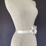 Daphne Champagne Silk Velvet Flower Bridal Sash - Marie Livet