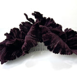 Diva Large Flower Aubergine Plum Silk Velvet Statement Floral Hair Comb - Marie Livet