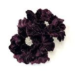 Diva Large Flower Aubergine Plum Silk Velvet Statement Floral Hair Comb - Marie Livet