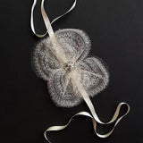 Elina Antique French Chantilly Silk Ivory Lace Bow Hairpiece - Marie Livet