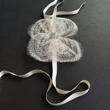 Elina Antique French Chantilly Silk Ivory Lace Bow Hairpiece - Marie Livet