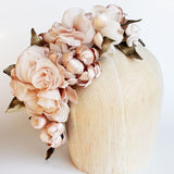 Ginette Blush Pink Floral Swag Hairpiece Bridal Wedding Headpiece - Marie Livet