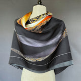 Guarded Beauty Black and Gold Tulip Silk Twill Scarf - Marie Livet