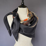 Guarded Beauty Black and Gold Tulip Silk Twill Scarf - Marie Livet