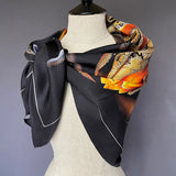 Guarded Beauty Black and Gold Tulip Silk Twill Scarf - Marie Livet
