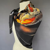 Guarded Beauty Black and Gold Tulip Silk Twill Scarf - Marie Livet