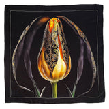 Guarded Beauty Black and Gold Tulip Silk Twill Scarf - Marie Livet