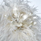 Ivory Feather Silk Flower Crystal and Pearl Bridal Bouquet - Marie Livet