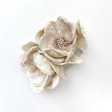 Layla Silk Velvet Pink Champagne Pearl and Crystal Floral Comb - Marie Livet