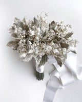 Lily of the Valley Wedding Bouquet Mother of Pearl, Freshwater Pearl, Swarovski Crystal Bridal White - Marie Livet