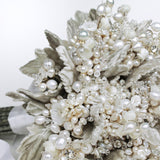 Lily of the Valley Wedding Bouquet Mother of Pearl, Freshwater Pearl, Swarovski Crystal Bridal White - Marie Livet