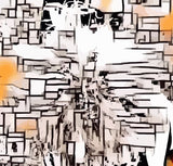 Modern Geometric Woman Abstract Wall Art Canvas, Orange Black Canvas Wall Art, Abstract Art Gift, Eyes Without a Face Canvas Ready to Hang - Marie Livet