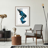Original Digital Studio Art - Teal Floral Rising - Giclée Print - Marie Livet