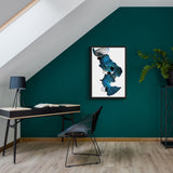 Original Digital Studio Art - Teal Floral Rising - Giclée Print - Marie Livet