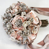 Pink Grace Couture Sterling Silver and Champagne Gemstone Bridal Bouquet - Marie Livet
