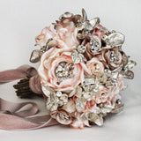 Pink Grace Couture Sterling Silver and Champagne Gemstone Bridal Bouquet - Marie Livet