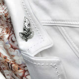 Prosperity Leaf Lapel Pin Brooch in Sterling Silver - Marie Livet