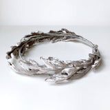 Silver Platinum Silk Velvet Oak Leaf Hair Crown Wreath - Marie Livet