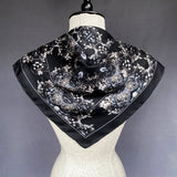 Small Beacon Silk Scarf in Black and Slate Grey Floral - Marie Livet