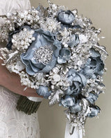 Something Blue Sterling Silver and Gemstone Couture Bridal Bouquet - Marie Livet