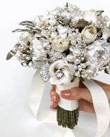 Sophia Sterling Silver White and Ivory Flower Bridal Bouquet - Marie Livet