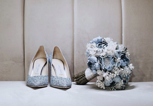 Something Blue - A Couture Heirloom Bridal Bouquet Closer Look - Marie Livet