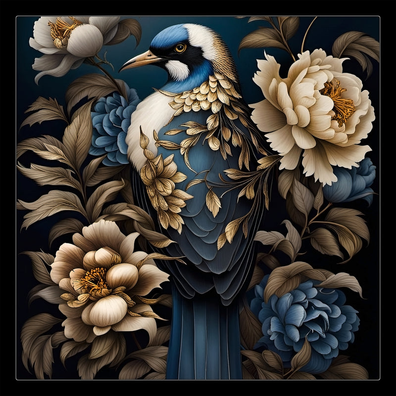Pre-Order | Enchantment Bird Blue Floral Silk Twill Scarf
