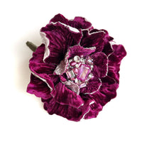 Aiko Fuchsia Pink Couture Silk Velvet Single Display Stem - Silk Flower Desktop Decoration